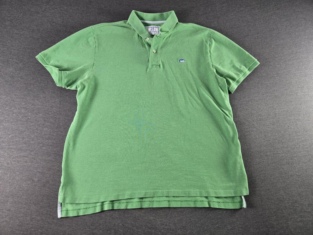 Southern Tide Polo Shirt Mens Large Green Skipjack Logo Stretch Casual Summer